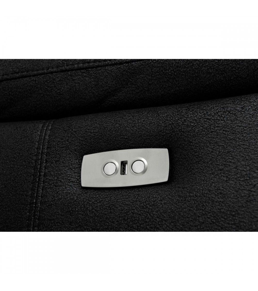 Selesta 2-Sitzer Sofa – mit Elektrische Relaxfunktion, USB - Stoffbezug Schwarz