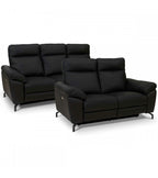 Selesta 2-Sitzer Sofa – mit Elektrische Relaxfunktion, USB - Echtleder Schwarz - FURNHOUSE