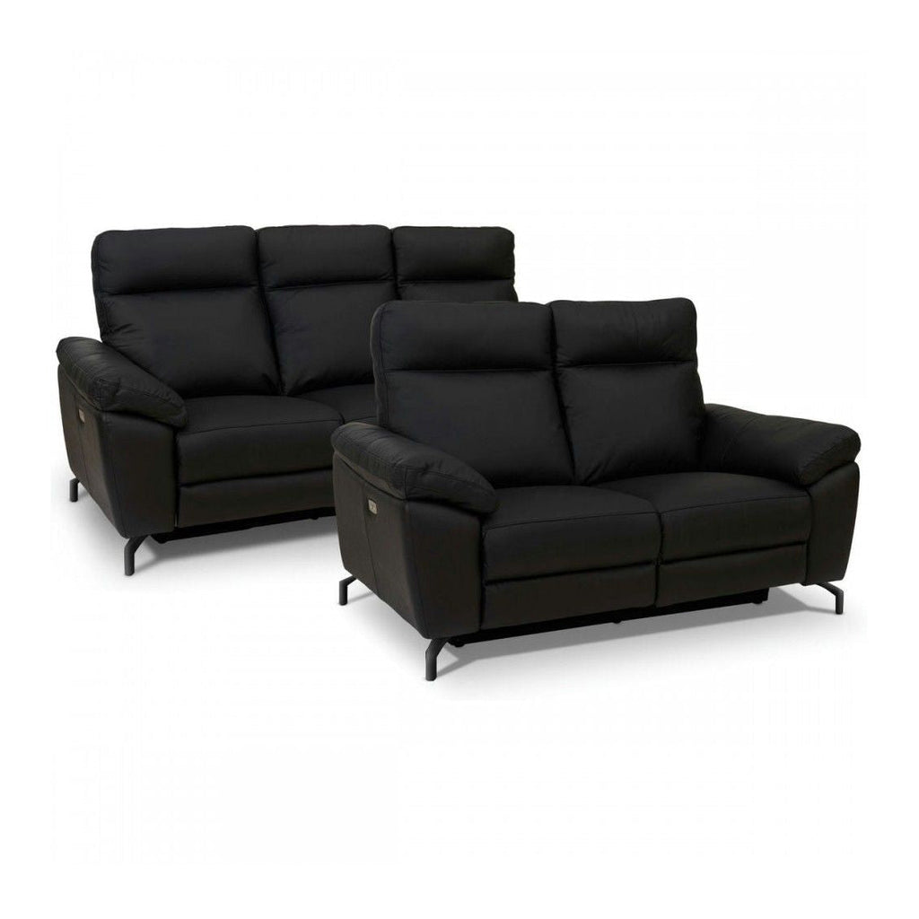 2-Sitzer Relaxsofa Selesta Schwarz in Relaxposition