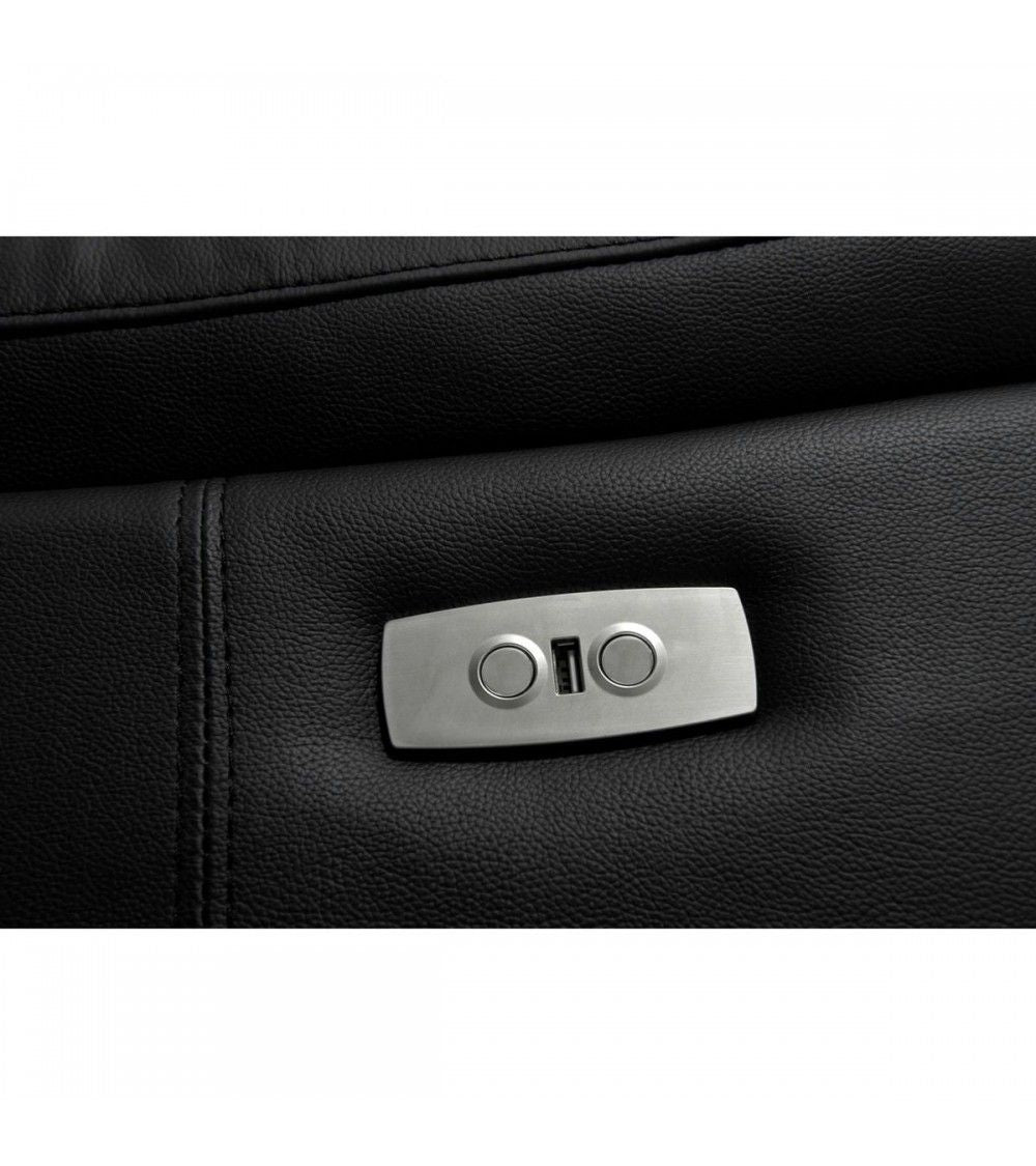 Selesta 3-Sitzer Sofa – mit Elektrische Relaxfunktion, USB - Echtleder Schwarz