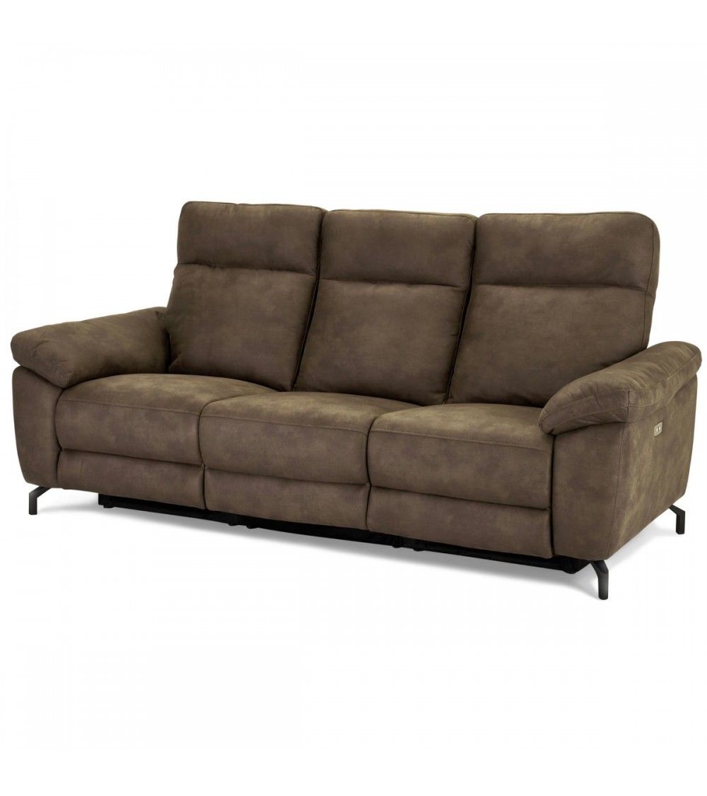 Selesta 3-Sitzer Sofa – mit Elektrische Relaxfunktion, USB - Stoffbezug Taupe Grau