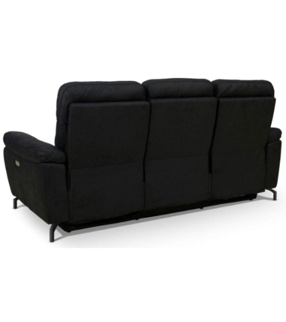 Selesta 3-Sitzer Sofa – mit Elektrische Relaxfunktion, USB - Stoffbezug Schwarz