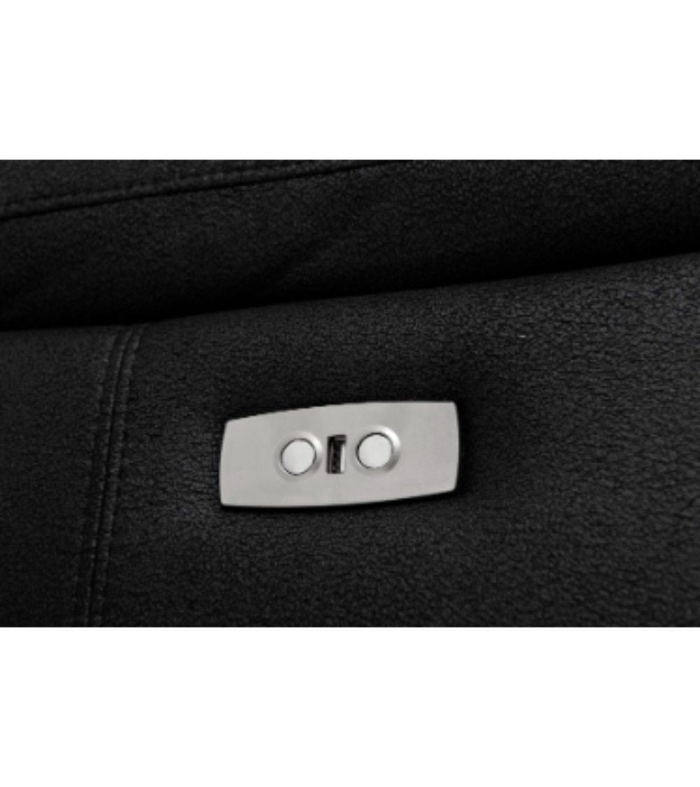 Selesta 3-Sitzer Sofa – mit Elektrische Relaxfunktion, USB - Stoffbezug Schwarz