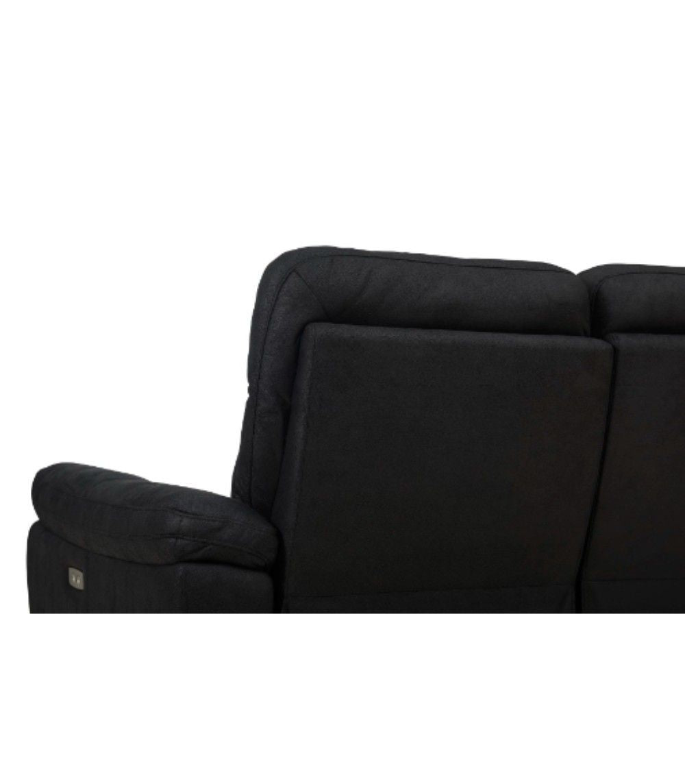 Selesta 3-Sitzer Sofa – mit Elektrische Relaxfunktion, USB - Stoffbezug Schwarz