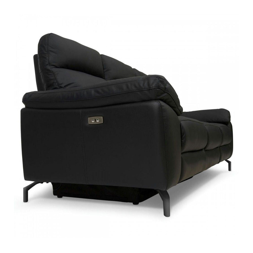 3-Sitzer Relaxsofa Selesta Schwarz mit ausgefahrener Fußstütze