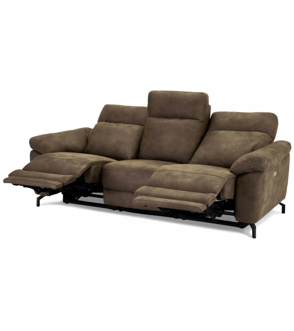 Selesta 3-Sitzer Sofa – mit Elektrische Relaxfunktion, USB - Stoffbezug Taupe Grau - FURNHOUSE