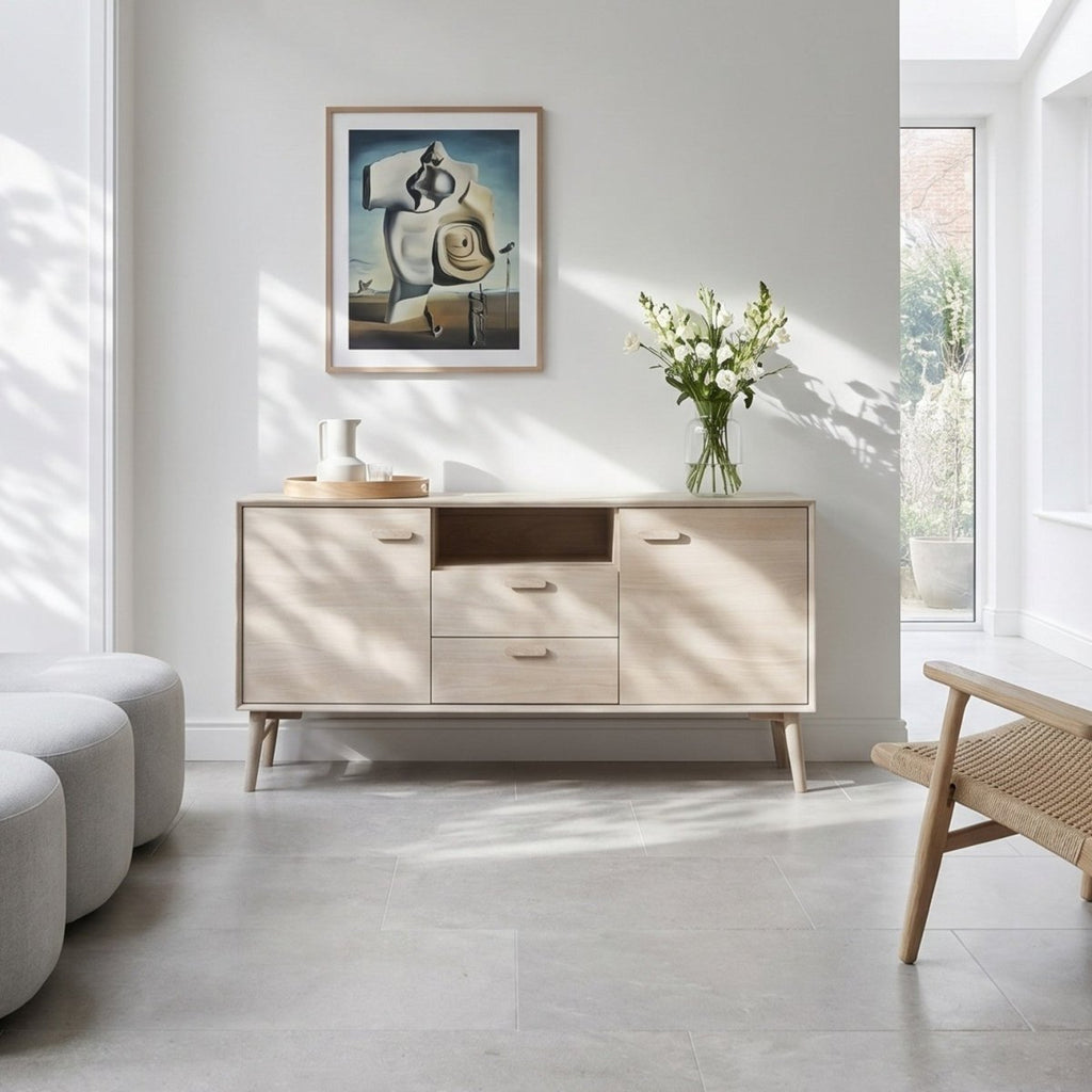 Sideboard mit 2 Türen - 160 cm breit - Eiche bianco - FURNHOUSE
