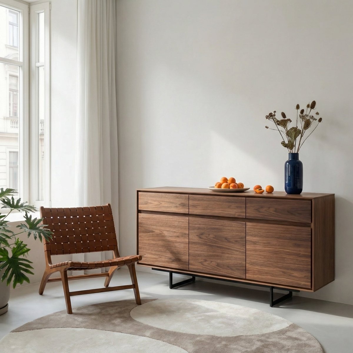 Sideboard mit 3 Türen - 155 cm breit - Amerikanische Walnuss - FURNHOUSE