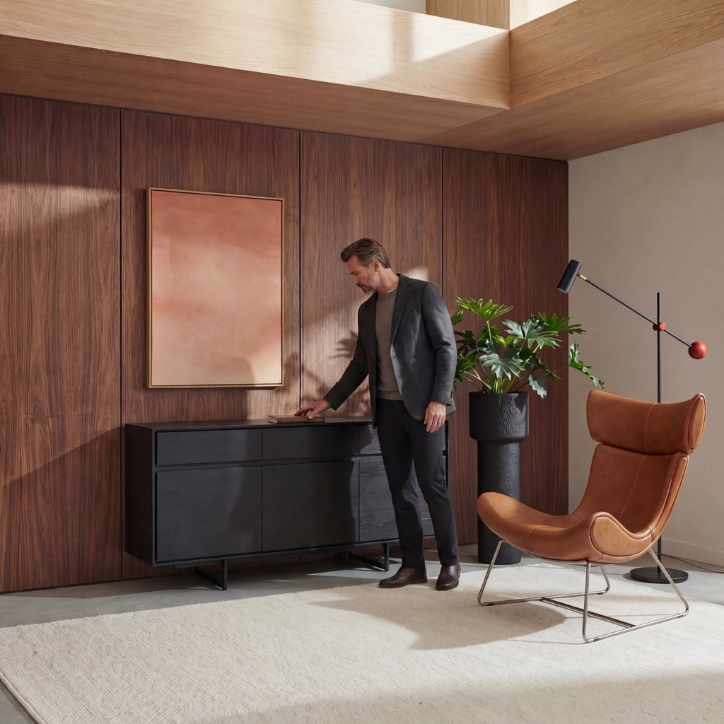 Sideboard mit 3 Türen - 155 cm breit - Schwarz - FURNHOUSE