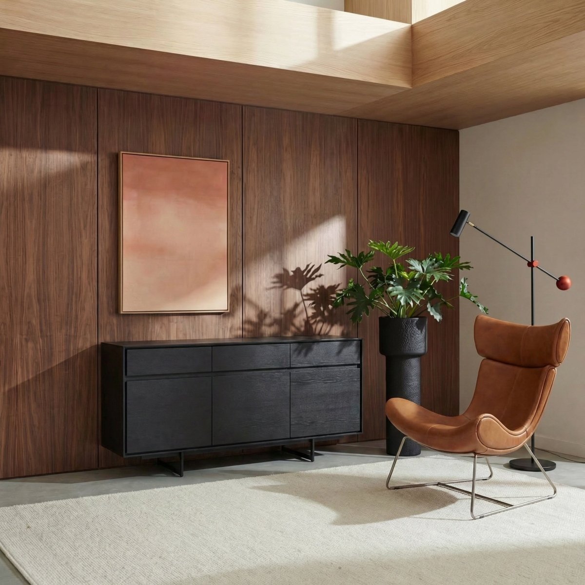 Sideboard mit 3 Türen - 155 cm breit - Schwarz - FURNHOUSE