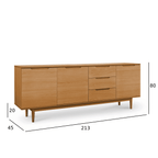 Sideboard mit 3 Türen - 213 cm breit - Wildeiche - FURNHOUSE