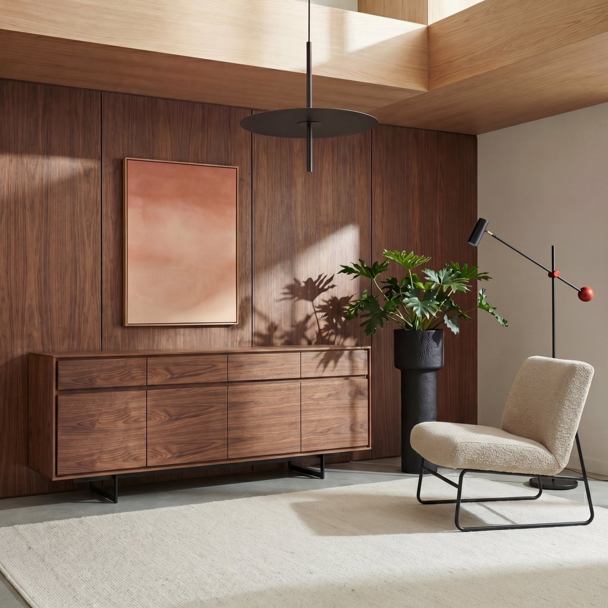 Sideboard mit 4 Türen - 205 cm breit - Amerikanische Walnuss - FURNHOUSE