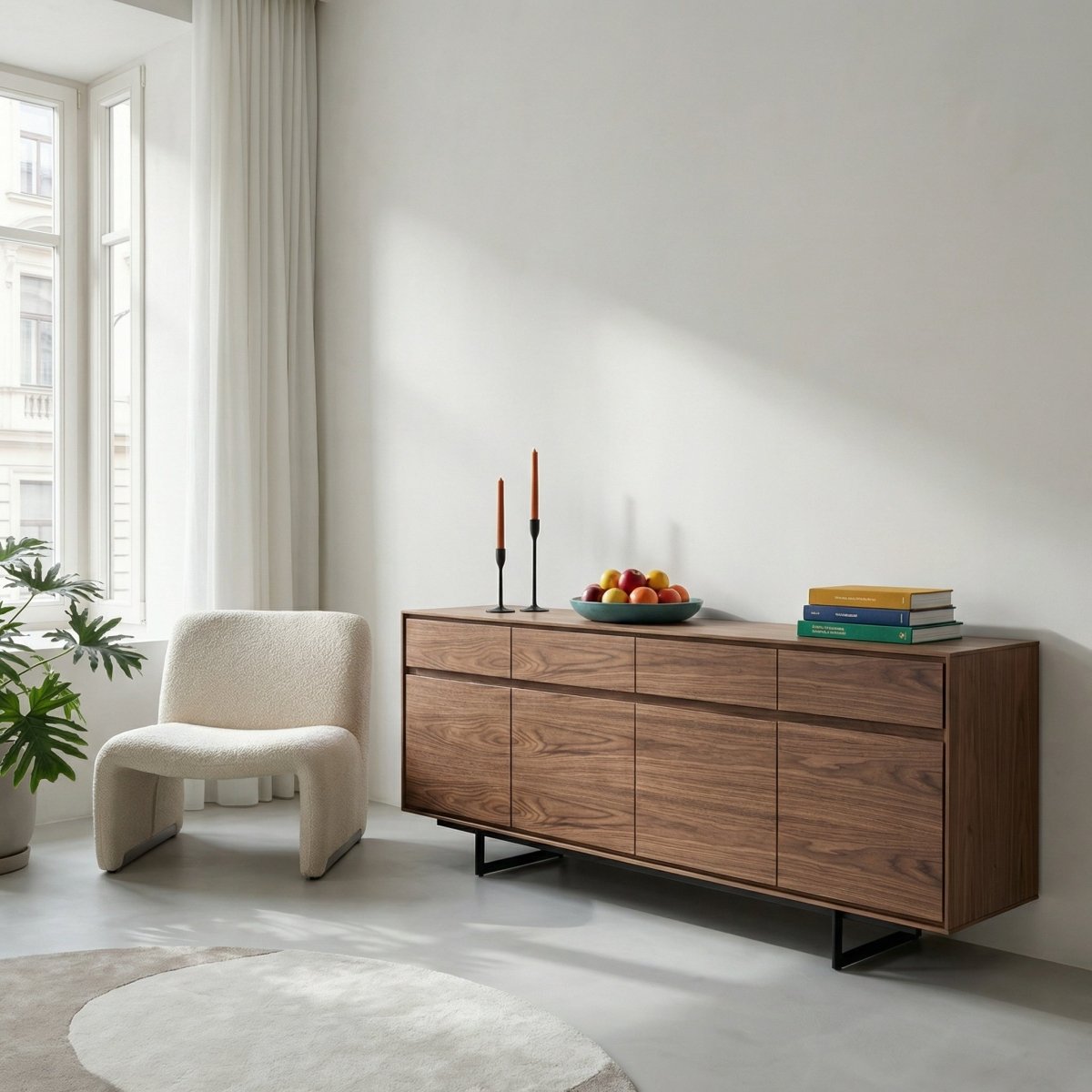 Sideboard mit 4 Türen - 205 cm breit - Amerikanische Walnuss - FURNHOUSE