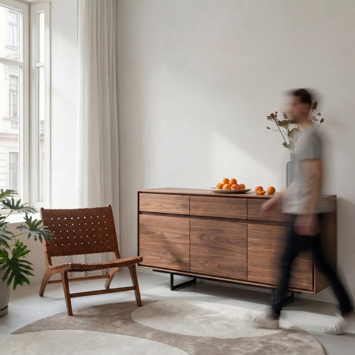 Sideboard mit 4 Türen - 205 cm breit - Amerikanische Walnuss - FURNHOUSE