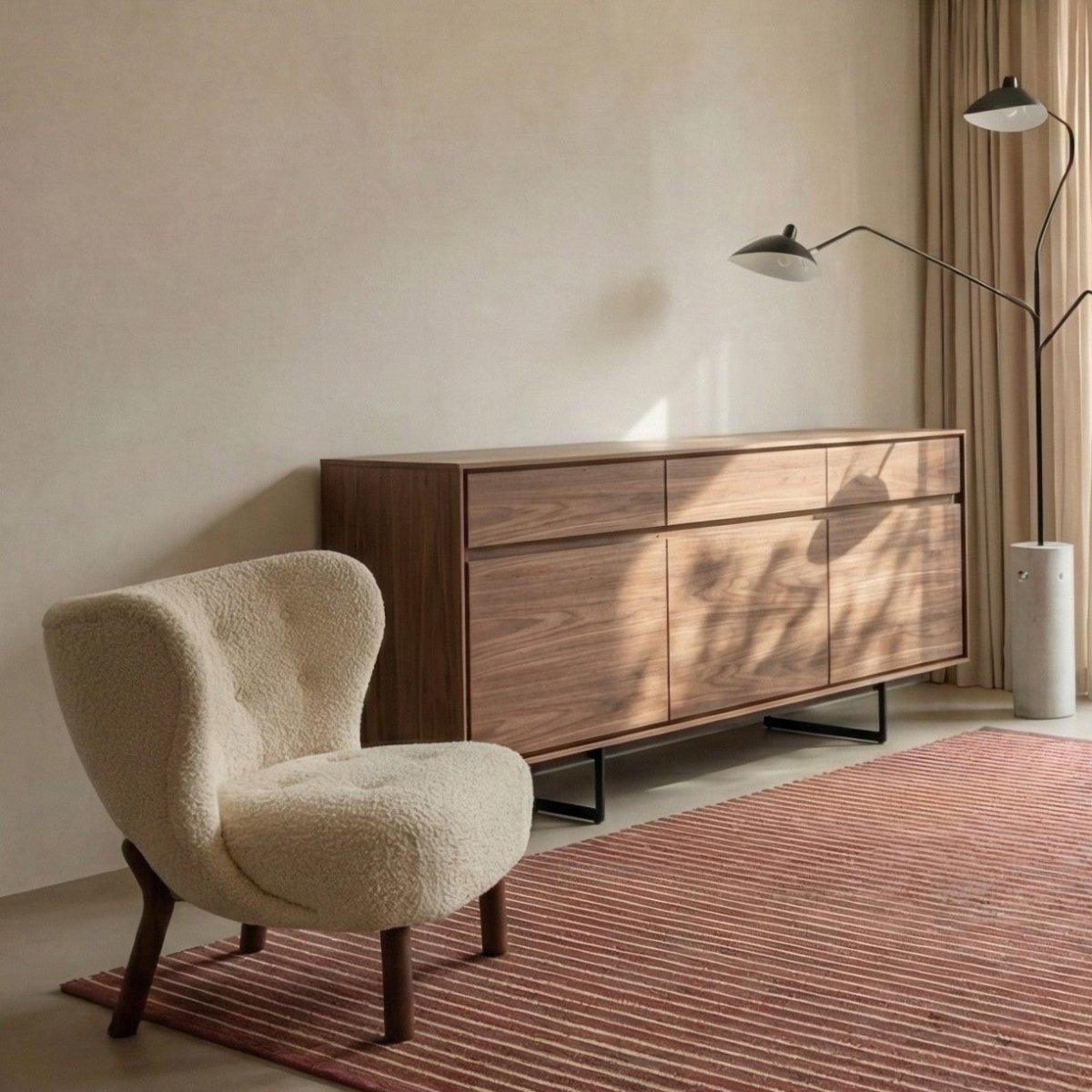 Sideboard mit 3 Türen - 155 cm breit - Amerikanische Walnuss - FURNHOUSE