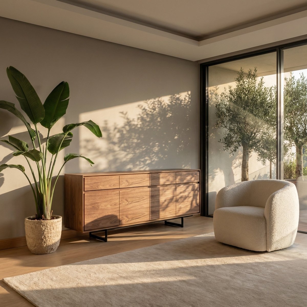 Sideboard mit 4 Türen - 205 cm breit - Amerikanische Walnuss - FURNHOUSE