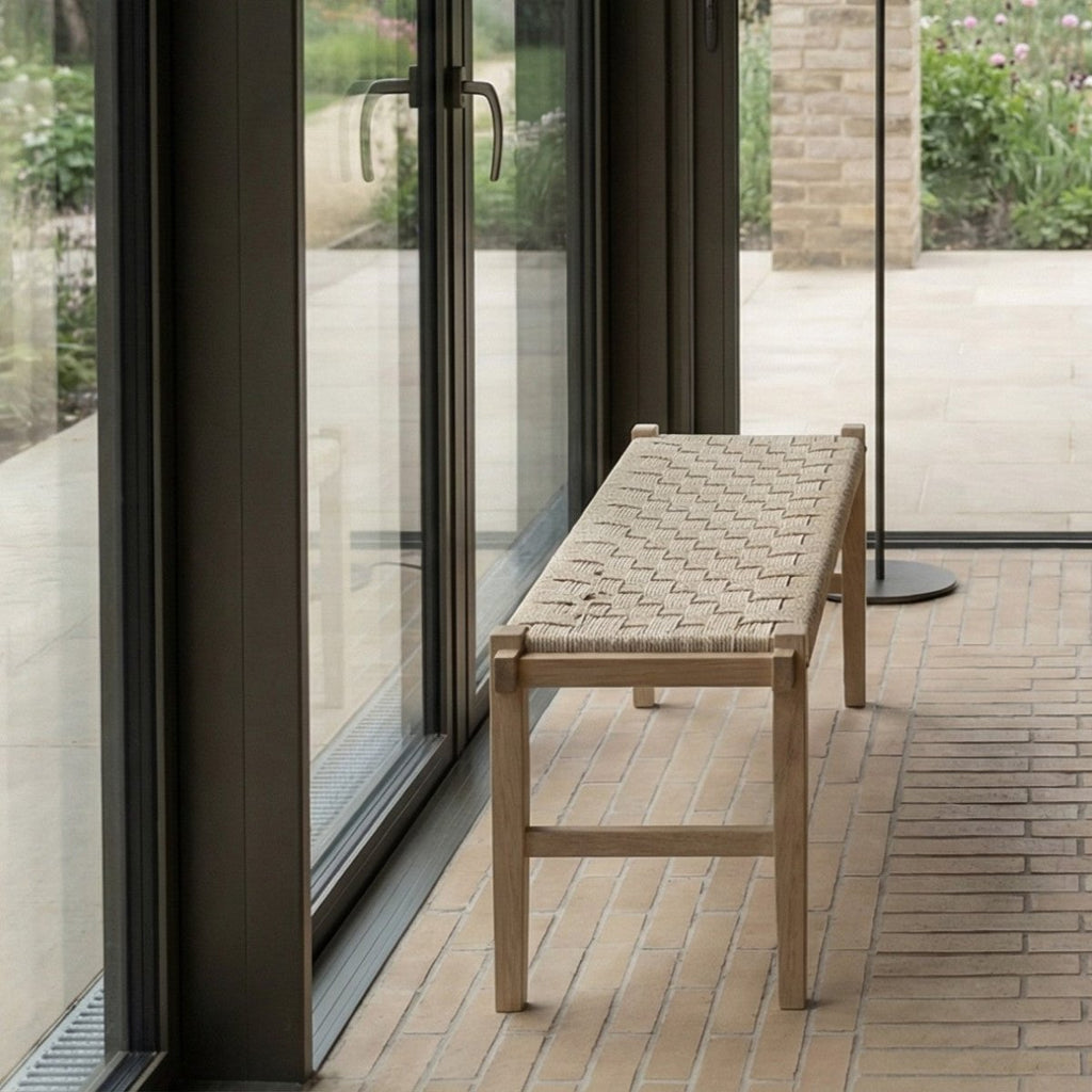 Sitzbank Nobel mit Geflechtsitz - Eiche bianco - FURNHOUSE