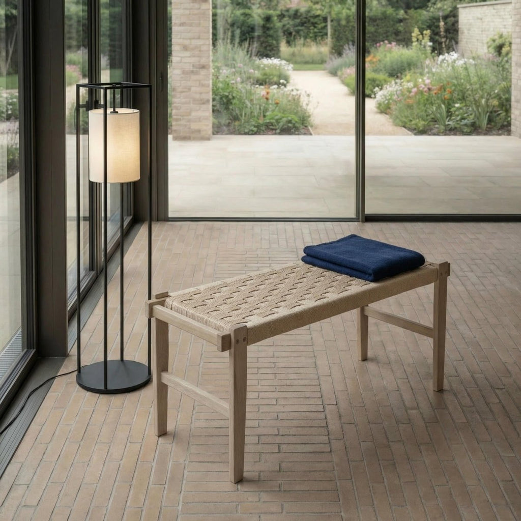 Sitzbank Nobel mit Geflechtsitz - Eiche bianco - FURNHOUSE