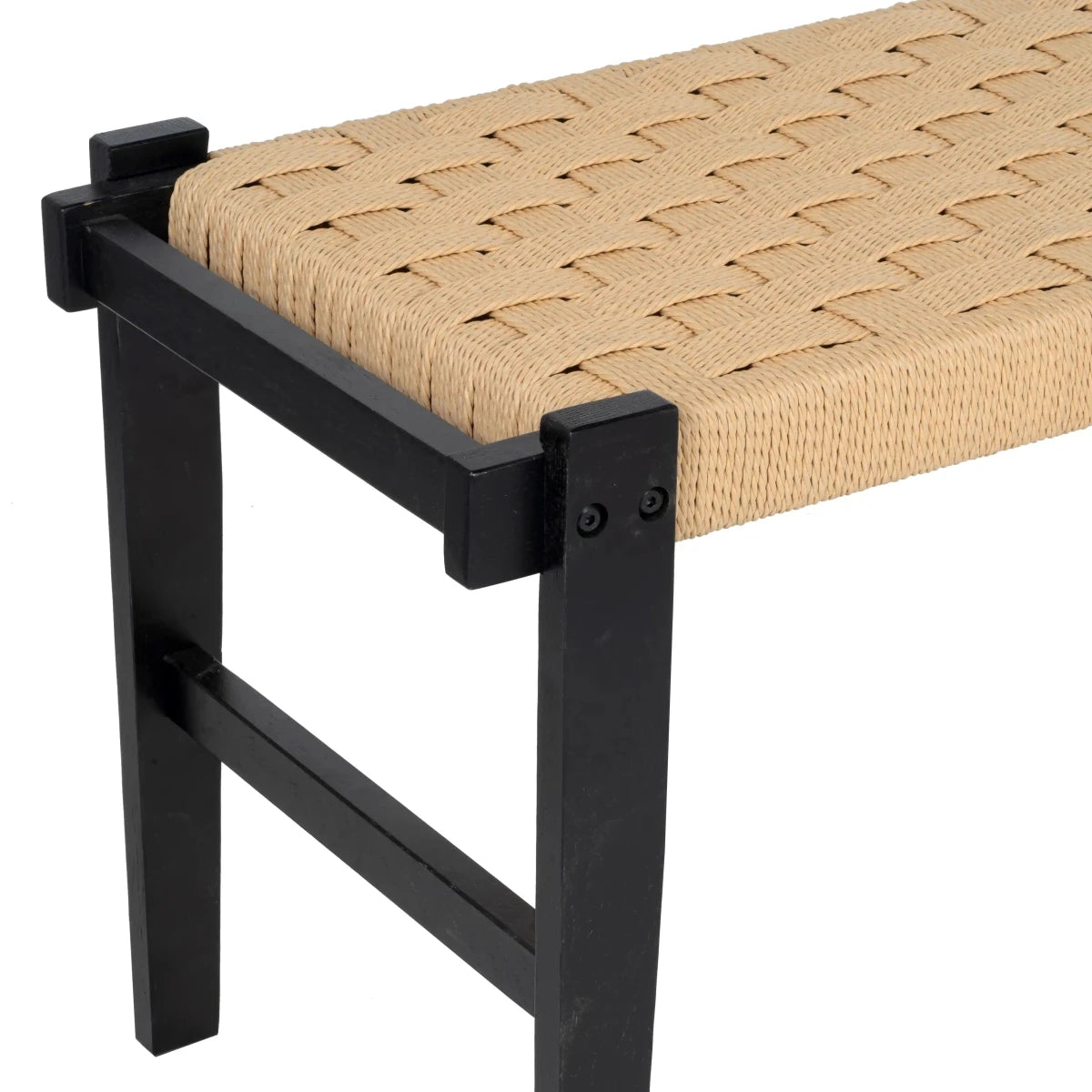 Sitzbank Nobel mit Geflechtsitz - Schwarz/Beige - FURNHOUSE