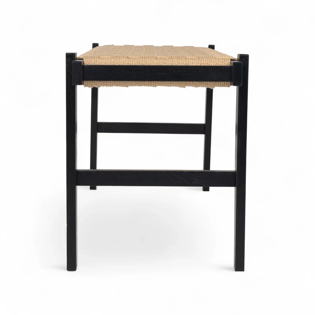 Sitzbank Nobel mit Geflechtsitz - Schwarz/Beige - FURNHOUSE