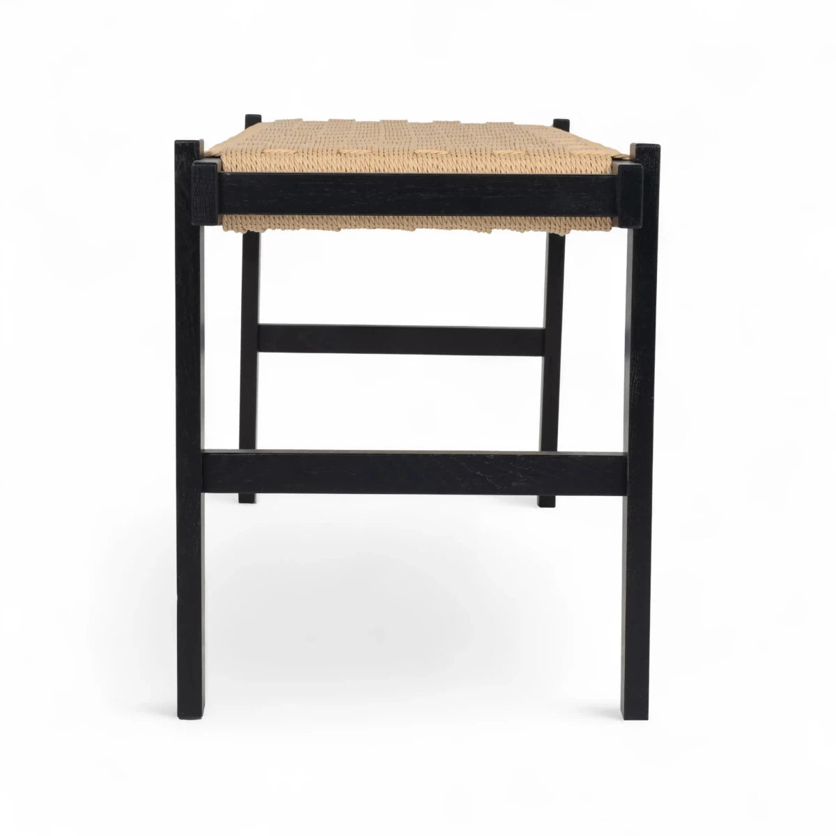 Sitzbank Nobel mit Geflechtsitz - Schwarz/Beige - FURNHOUSE