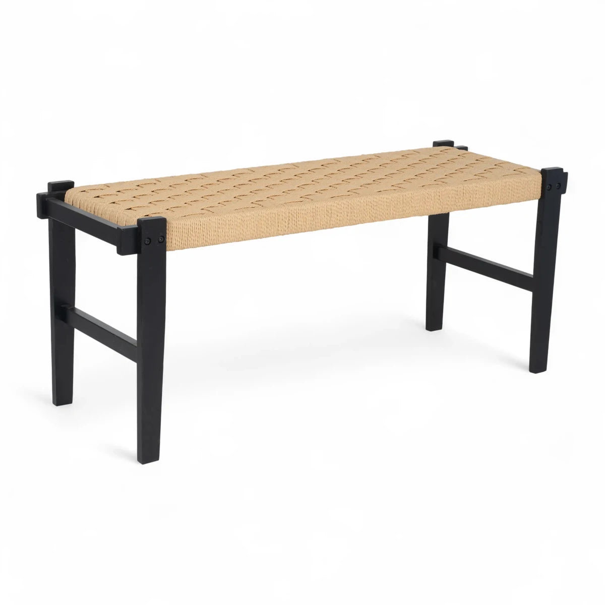 Sitzbank Nobel mit Geflechtsitz - Schwarz/Beige - FURNHOUSE