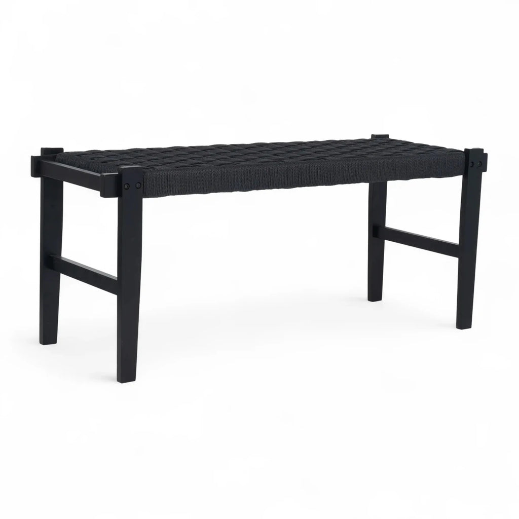 Sitzbank Nobel mit Geflechtsitz - Schwarz/Schwarz - FURNHOUSE