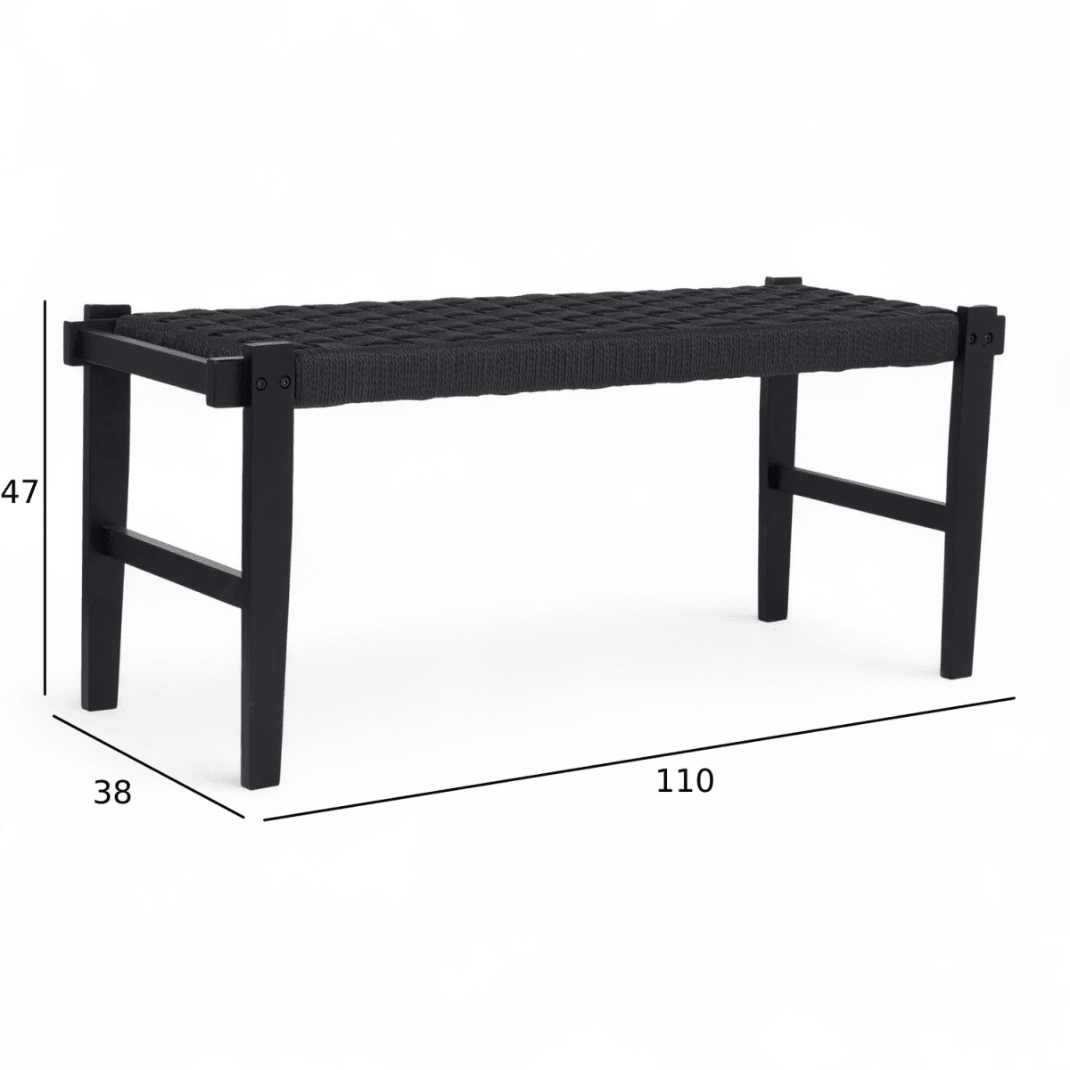 Sitzbank Nobel mit Geflechtsitz - Schwarz/Schwarz - FURNHOUSE