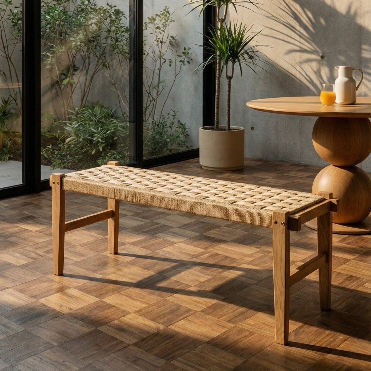 Sitzbank Nobel mit Geflechtsitz - Wildeiche - FURNHOUSE