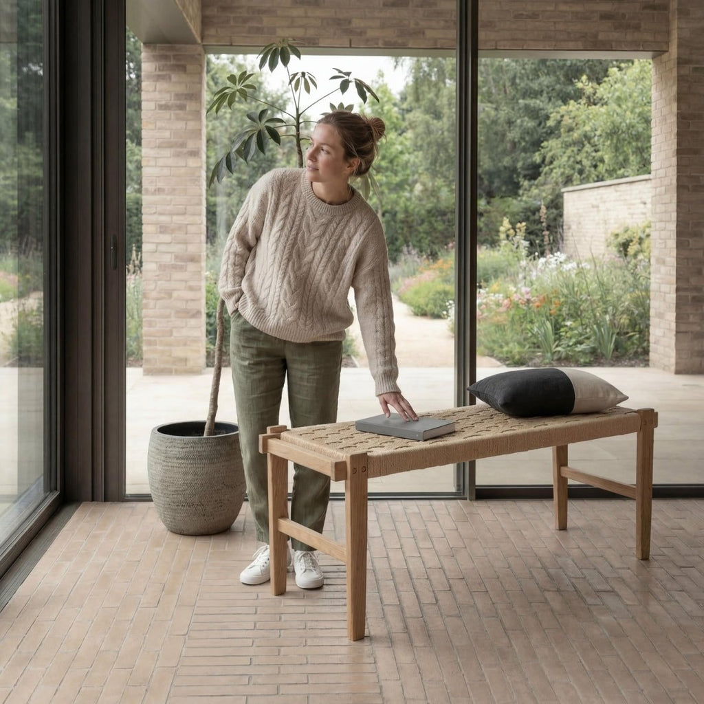 Sitzbank Nobel mit Geflechtsitz - Wildeiche - FURNHOUSE