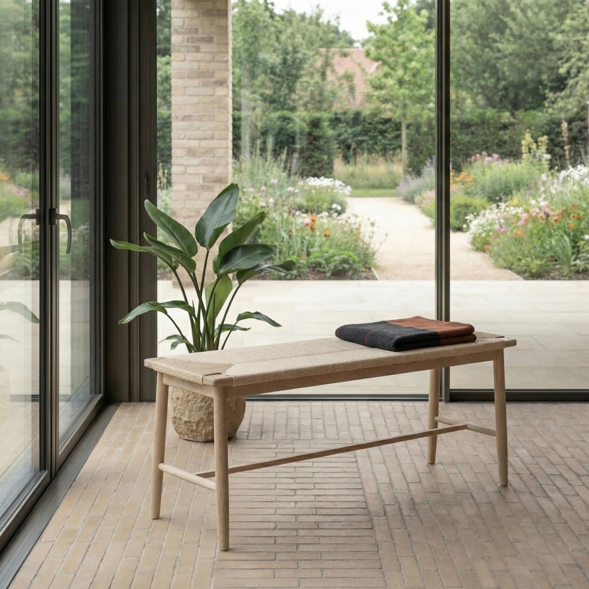 Sitzbank Prime mit Geflechtsitz - Eiche bianco - FURNHOUSE