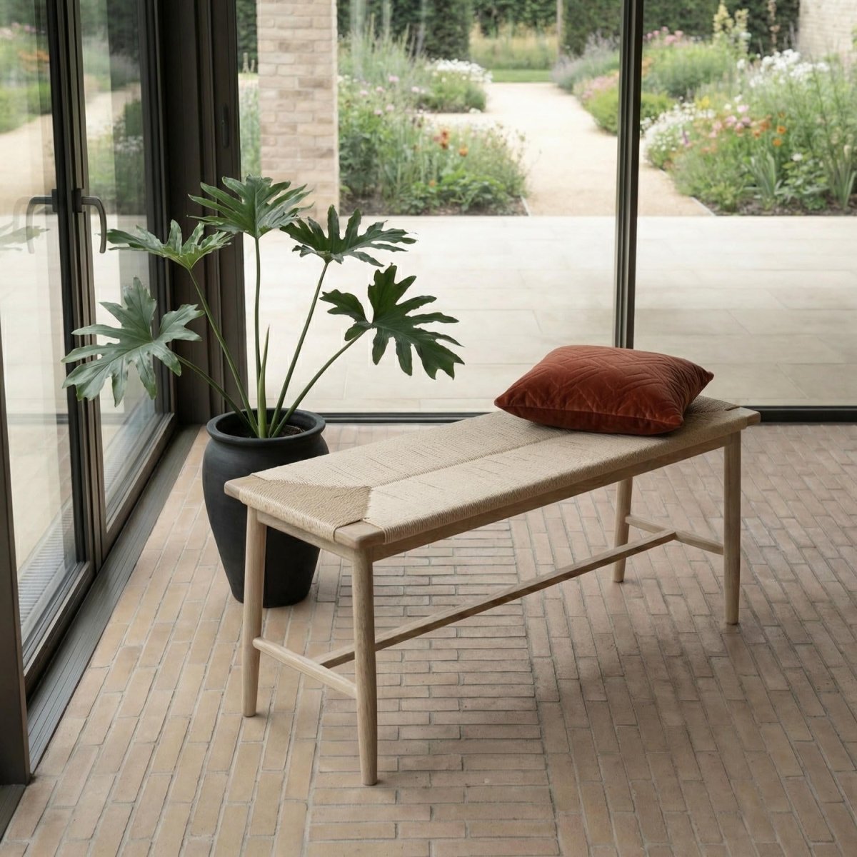 Sitzbank Prime mit Geflechtsitz - Eiche bianco - FURNHOUSE