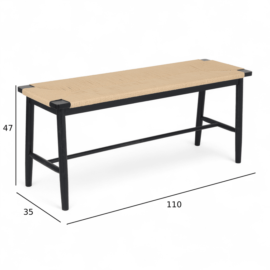 Sitzbank Prime mit Geflechtsitz - Schwarz/Beige - FURNHOUSE