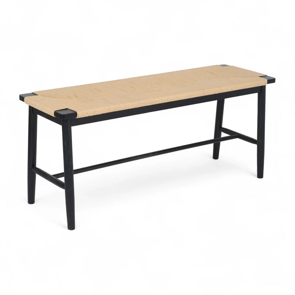 Sitzbank Prime mit Geflechtsitz - Schwarz/Beige - FURNHOUSE