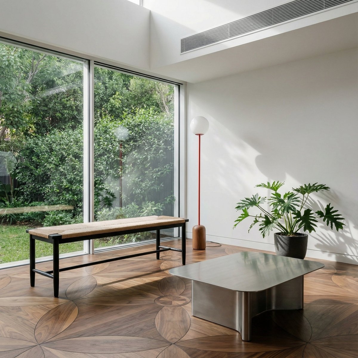 Sitzbank Prime mit Geflechtsitz - Schwarz/Beige - FURNHOUSE