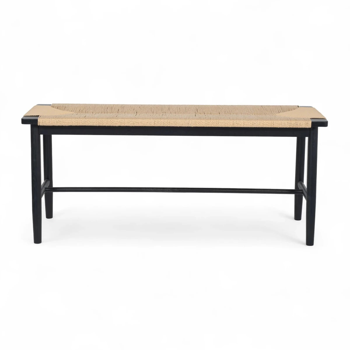 Sitzbank Prime mit Geflechtsitz - Schwarz/Beige - FURNHOUSE