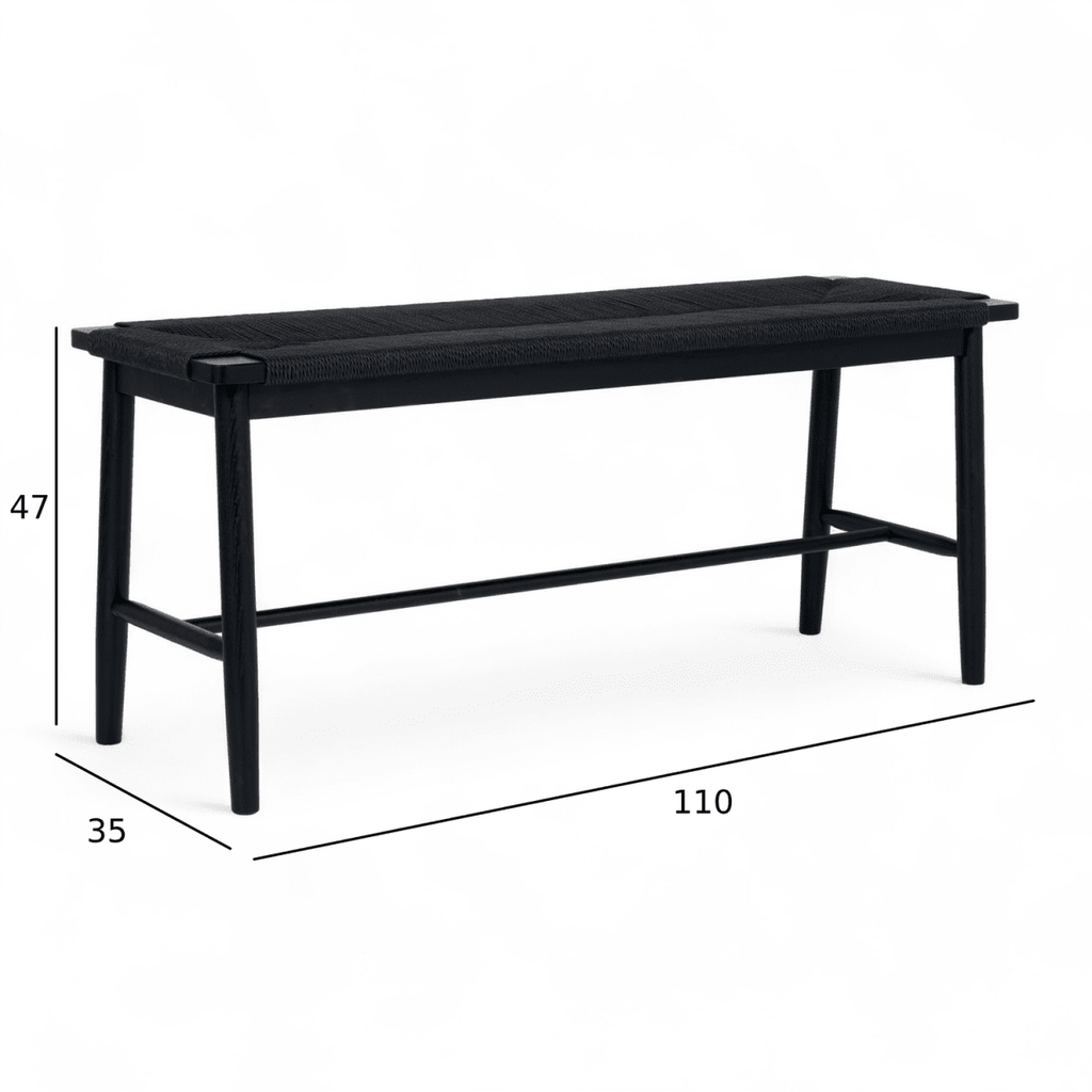 Sitzbank Prime mit Geflechtsitz - Schwarz/Schwarz - FURNHOUSE