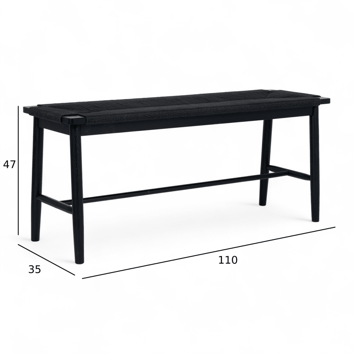 Sitzbank Prime mit Geflechtsitz - Schwarz/Schwarz - FURNHOUSE