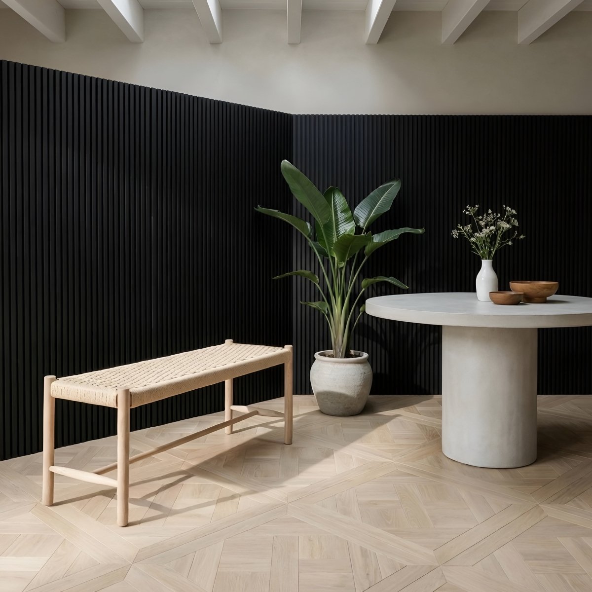 Sitzbank Shine mit Geflechtsitz - Eiche bianco - FURNHOUSE