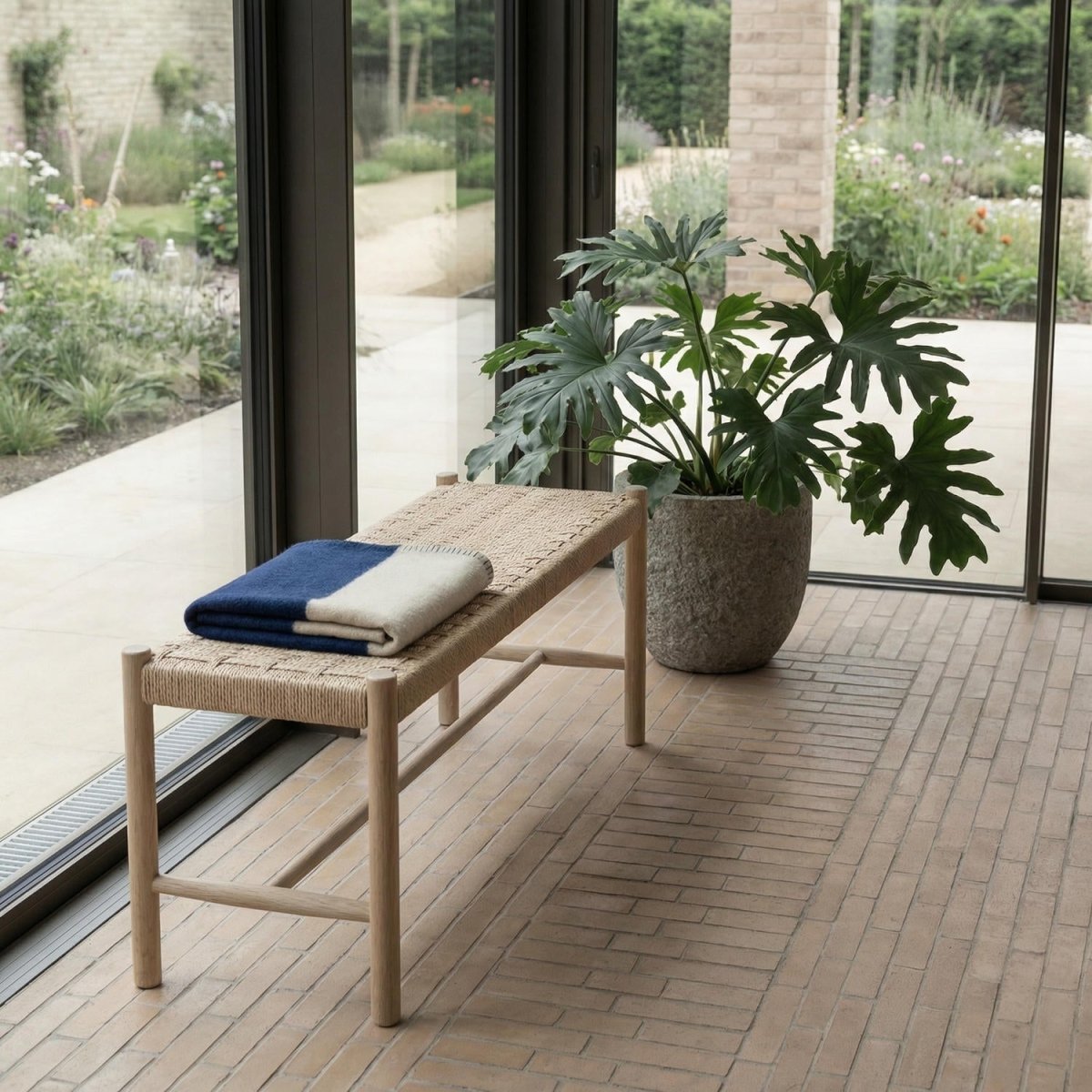 Sitzbank Shine mit Geflechtsitz - Eiche bianco - FURNHOUSE