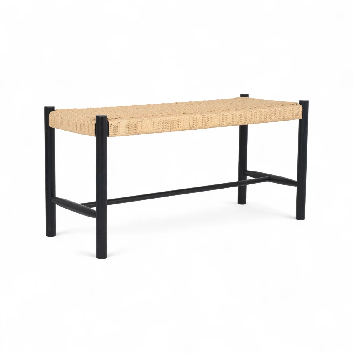 Sitzbank Shine mit Geflechtsitz - Schwarz/Beige - FURNHOUSE