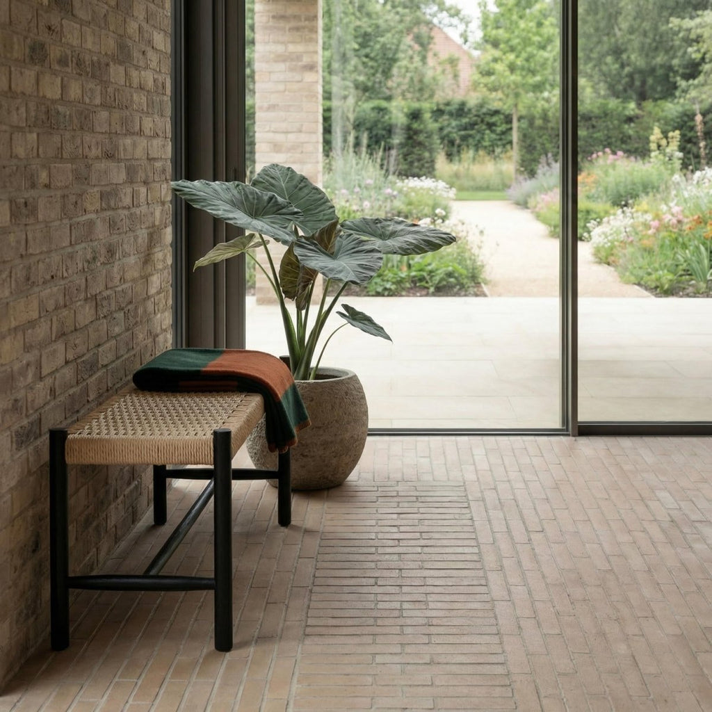 Sitzbank Shine mit Geflechtsitz - Schwarz/Beige - FURNHOUSE