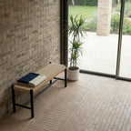 Sitzbank Shine mit Geflechtsitz - Schwarz/Beige - FURNHOUSE