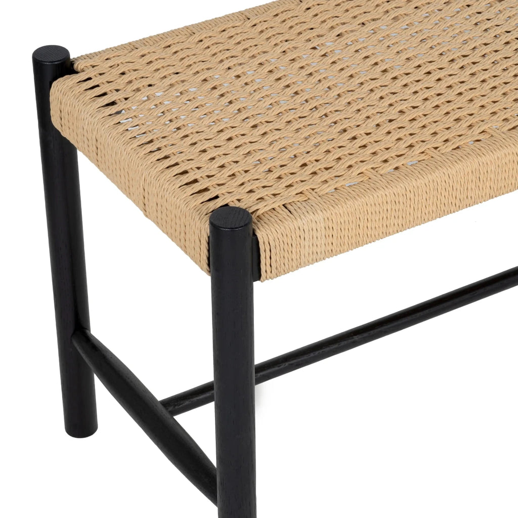 Sitzbank Shine mit Geflechtsitz - Schwarz/Beige - FURNHOUSE