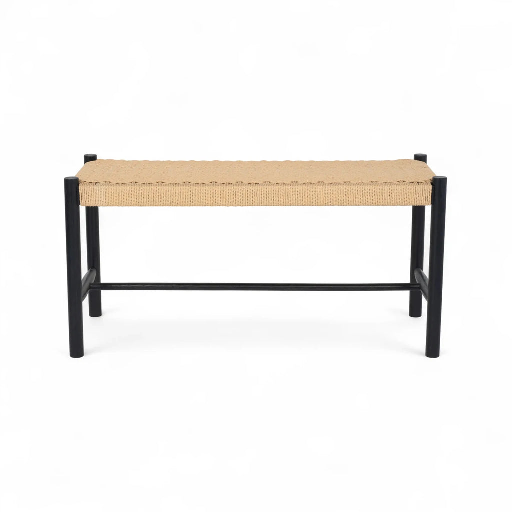 Sitzbank Shine mit Geflechtsitz - Schwarz/Beige - FURNHOUSE