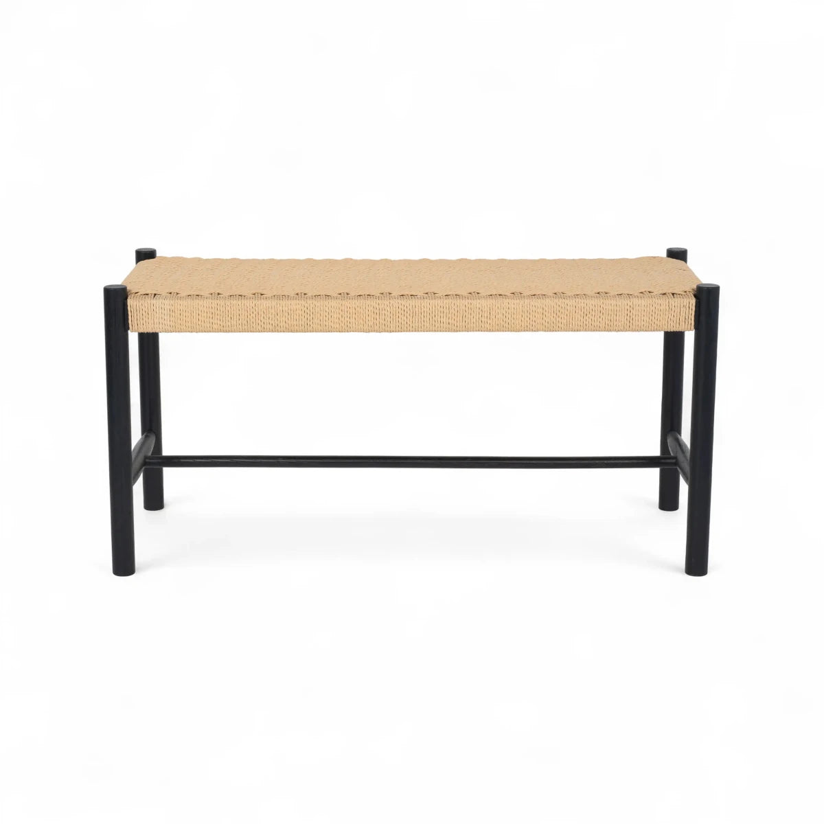 Sitzbank Shine mit Geflechtsitz - Schwarz/Beige - FURNHOUSE