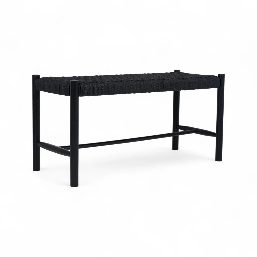 Sitzbank Shine mit Geflechtsitz - Schwarz/Schwarz - FURNHOUSE