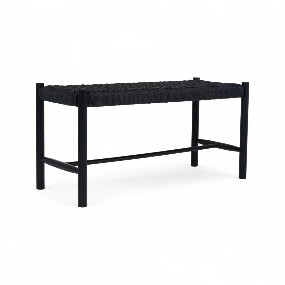 Sitzbank Shine mit Geflechtsitz - Schwarz/Schwarz - FURNHOUSE