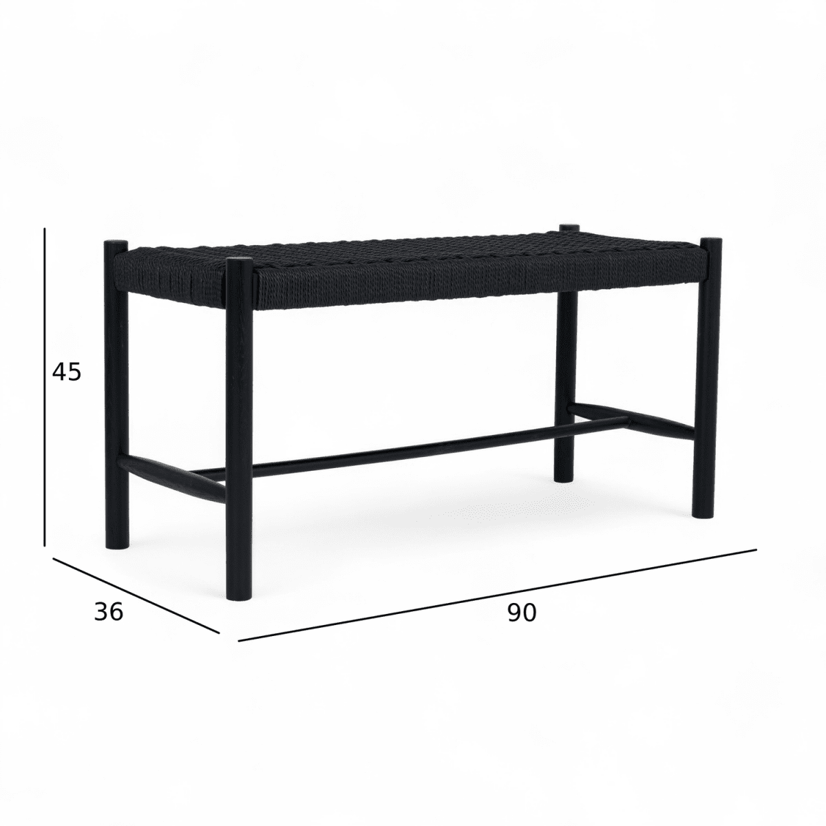 Sitzbank Shine mit Geflechtsitz - Schwarz/Schwarz - FURNHOUSE