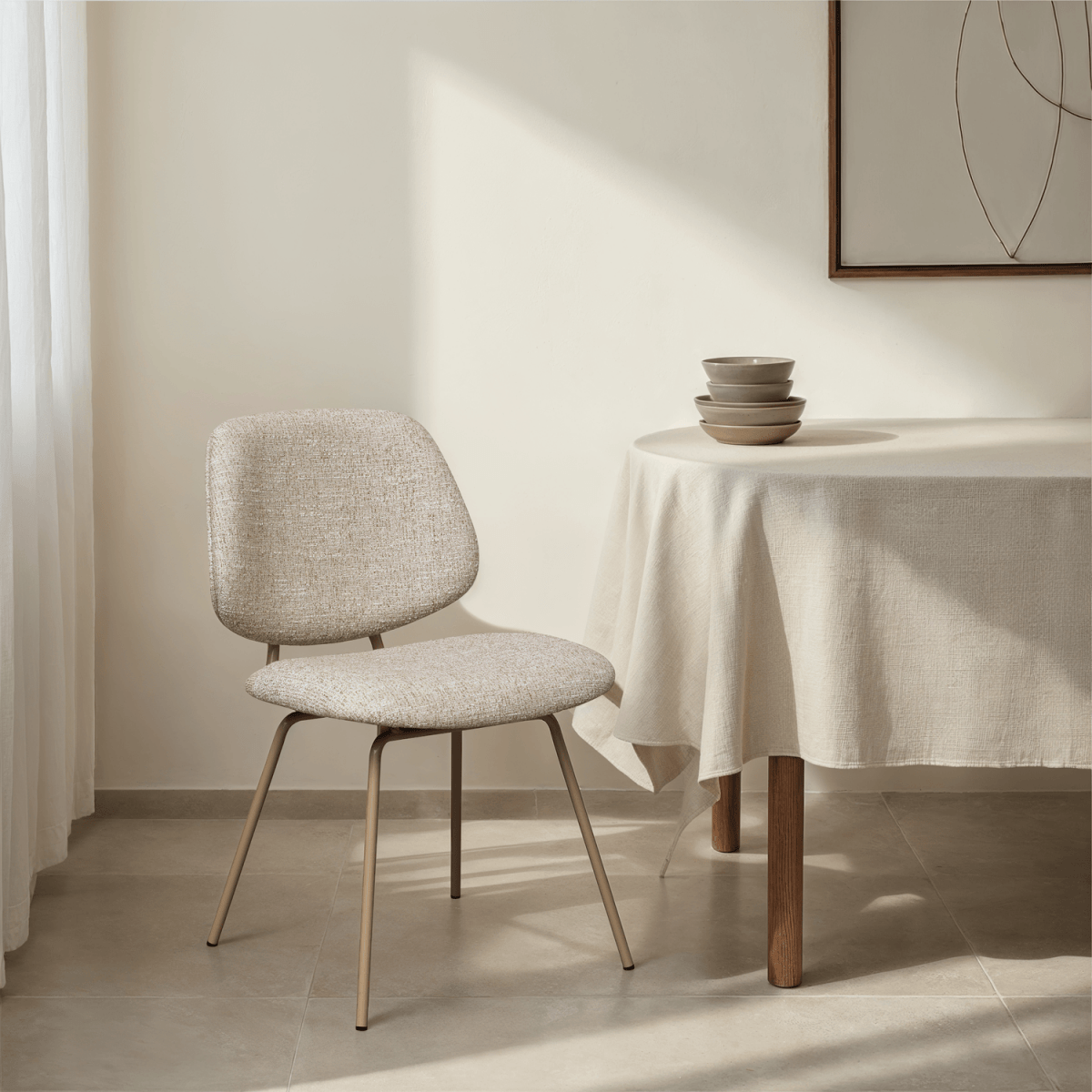 Sofia Esszimmerstühle 2er Set - Bouclé-Stoff Beige - FURNHOUSE